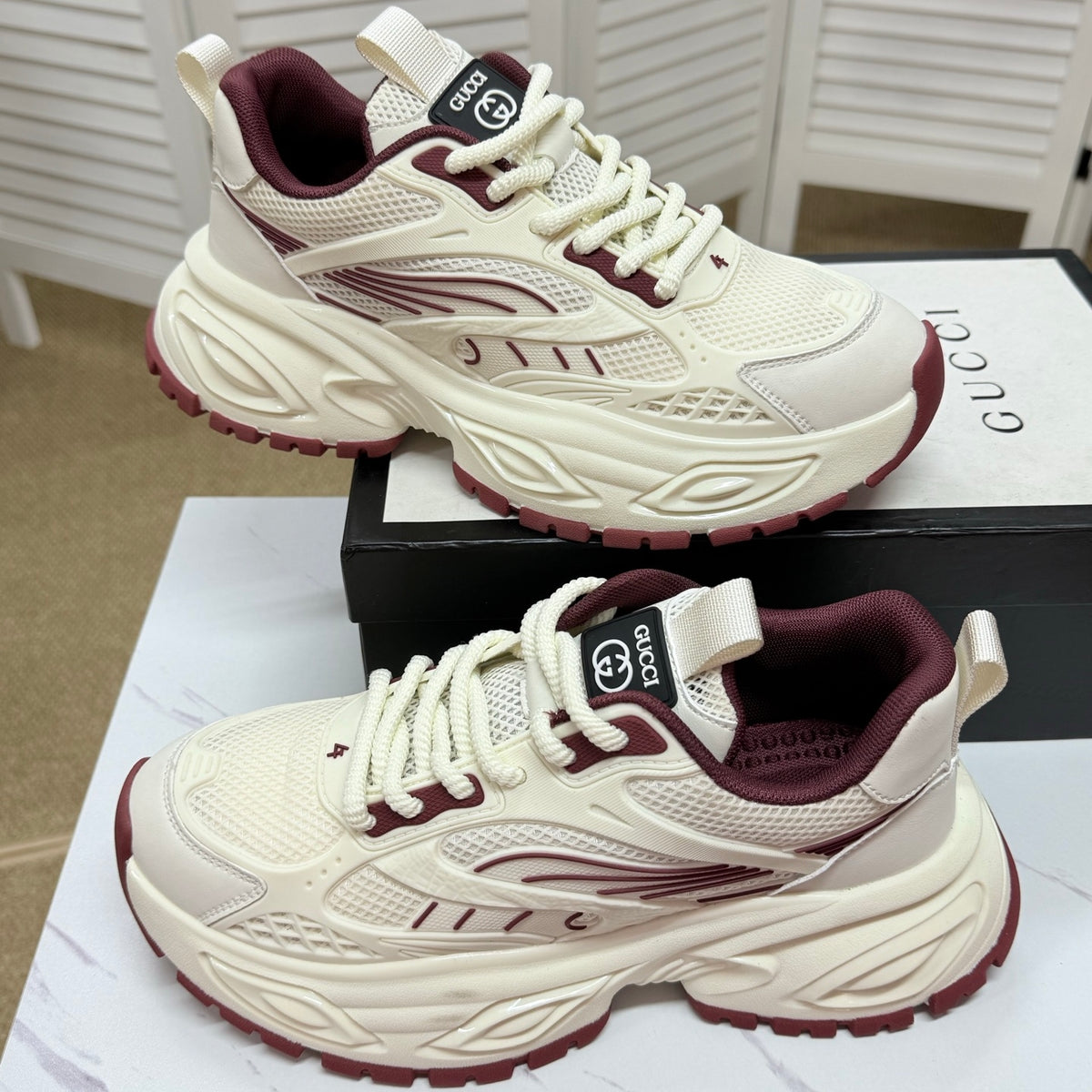 Gucci Men's Casual Sneakers | Beige, Black & Khaki