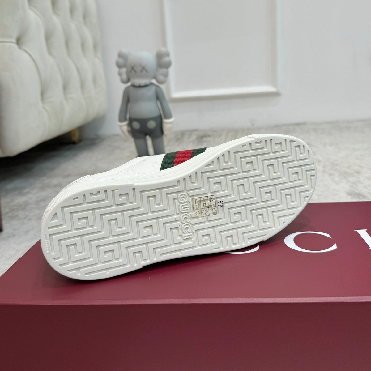 Gucci Men's Casual Sneakers | White, Red & Black