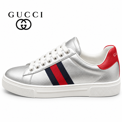 Gucci Men's Casual Sneakers | Silver, White & Black