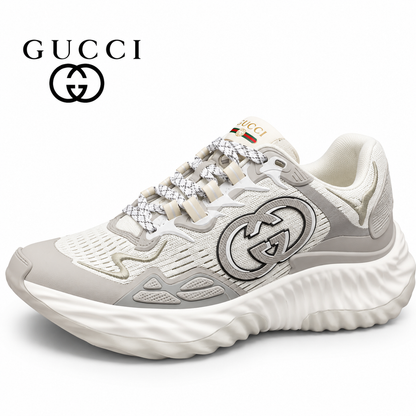 Gucci Men's Casual Sneakers | White, Green & Black