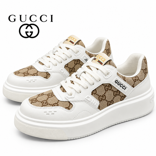 Gucci Men's Casual Sneakers | Brown, White, Black & Blue