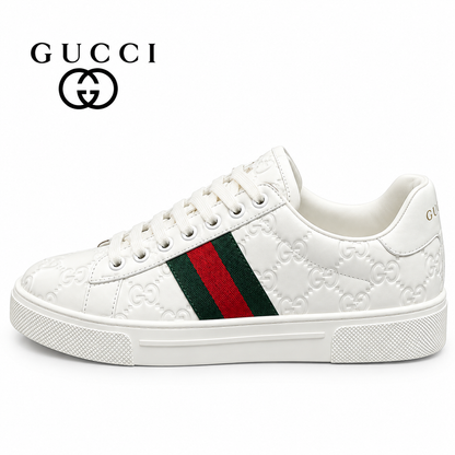 Gucci Men's Casual Sneakers | White, Red & Black