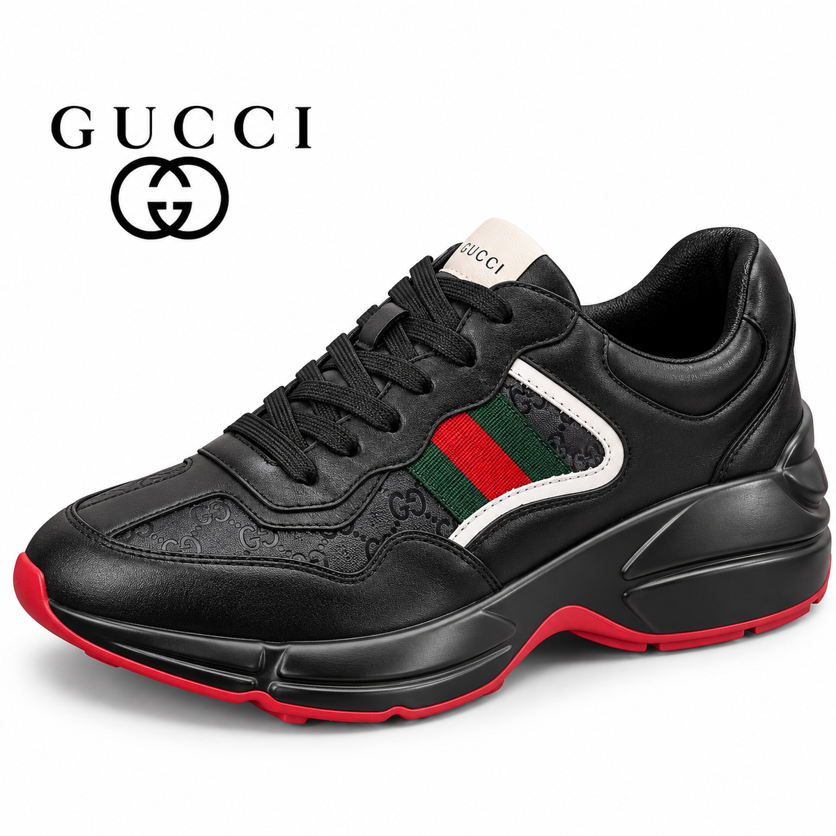 Gucci Men's Casual Athletic Sneakers | Black & White