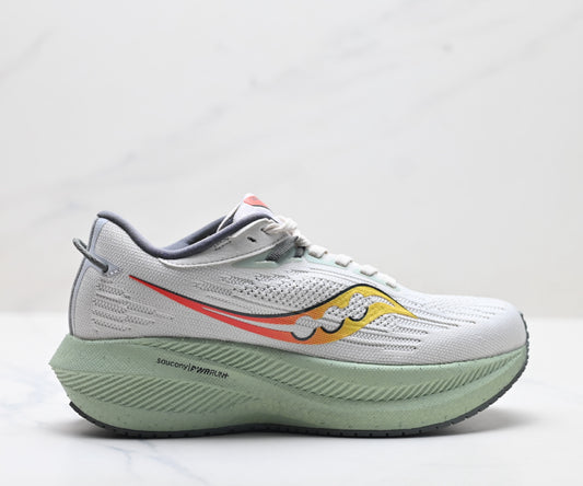 Saucony Triumph 21 Gray-Orange Ultralight Running Sneaker