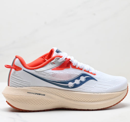 Saucony Triumph 21 Beige-Red Ultralight Running Sneaker