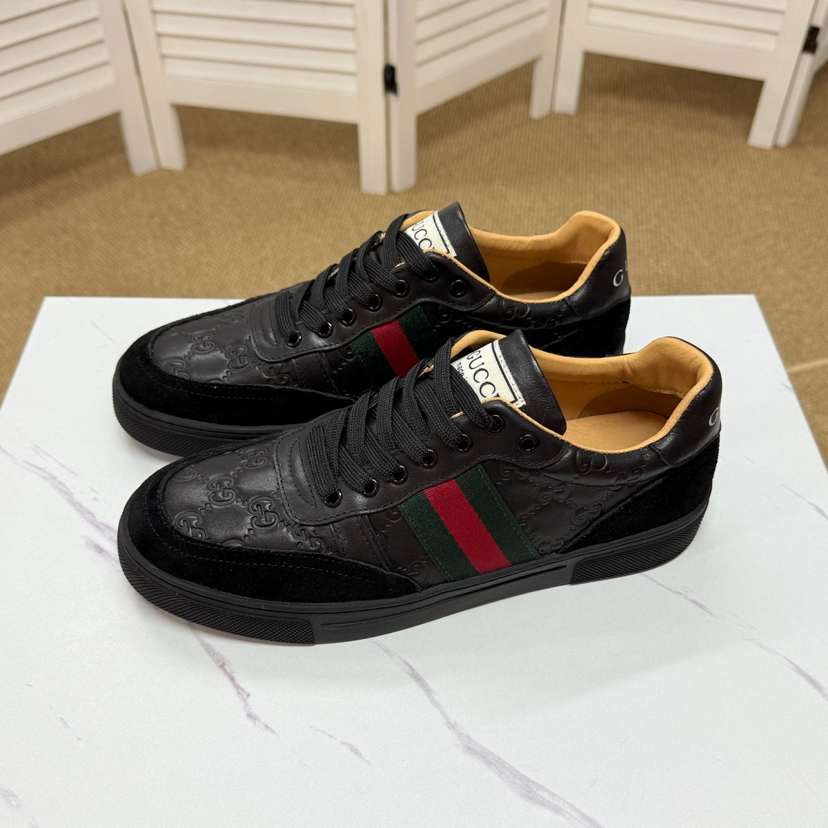 Gucci Men's Casual Sneakers | White, Gray & Black