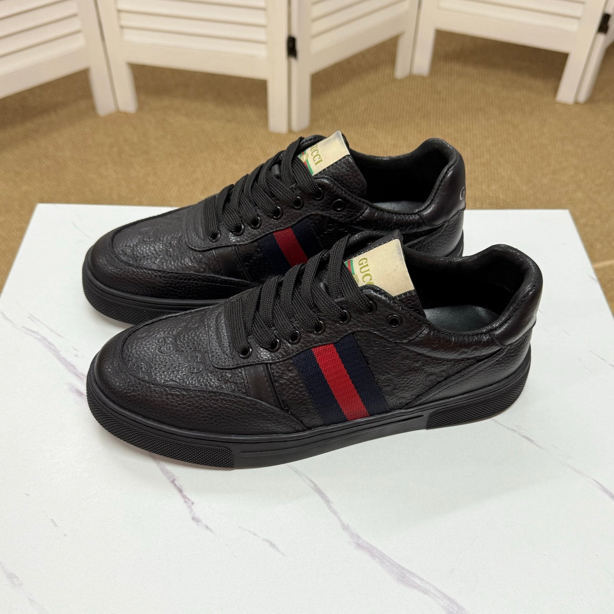 Gucci Men's Casual Sneakers | White, Gray & Black