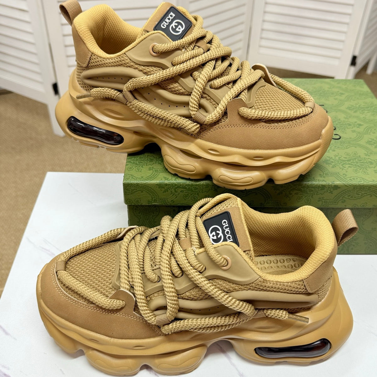 Gucci Men's Casual Sneakers in Brown, Gray & Black