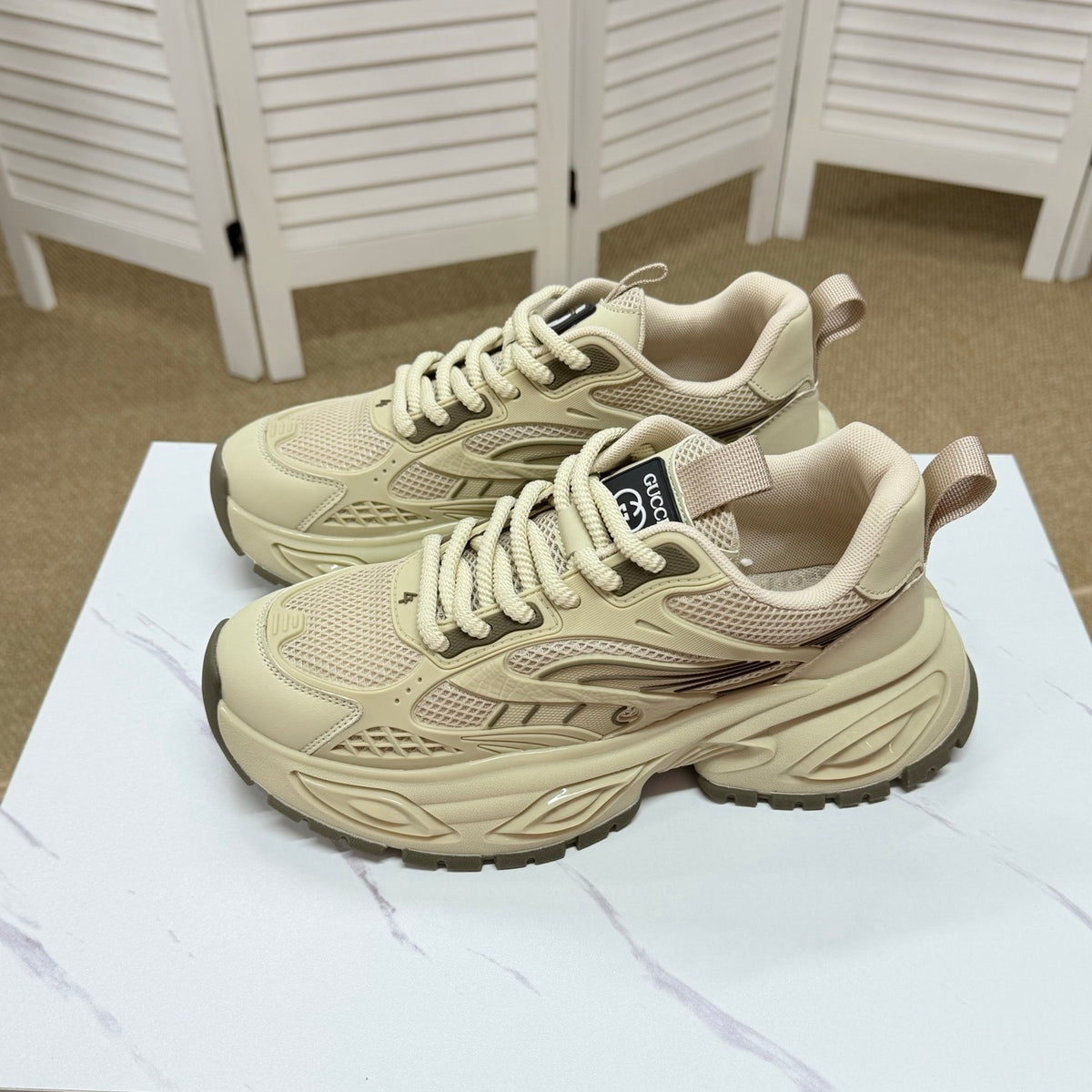 Gucci Men's Casual Sneakers | Beige, Black & Khaki