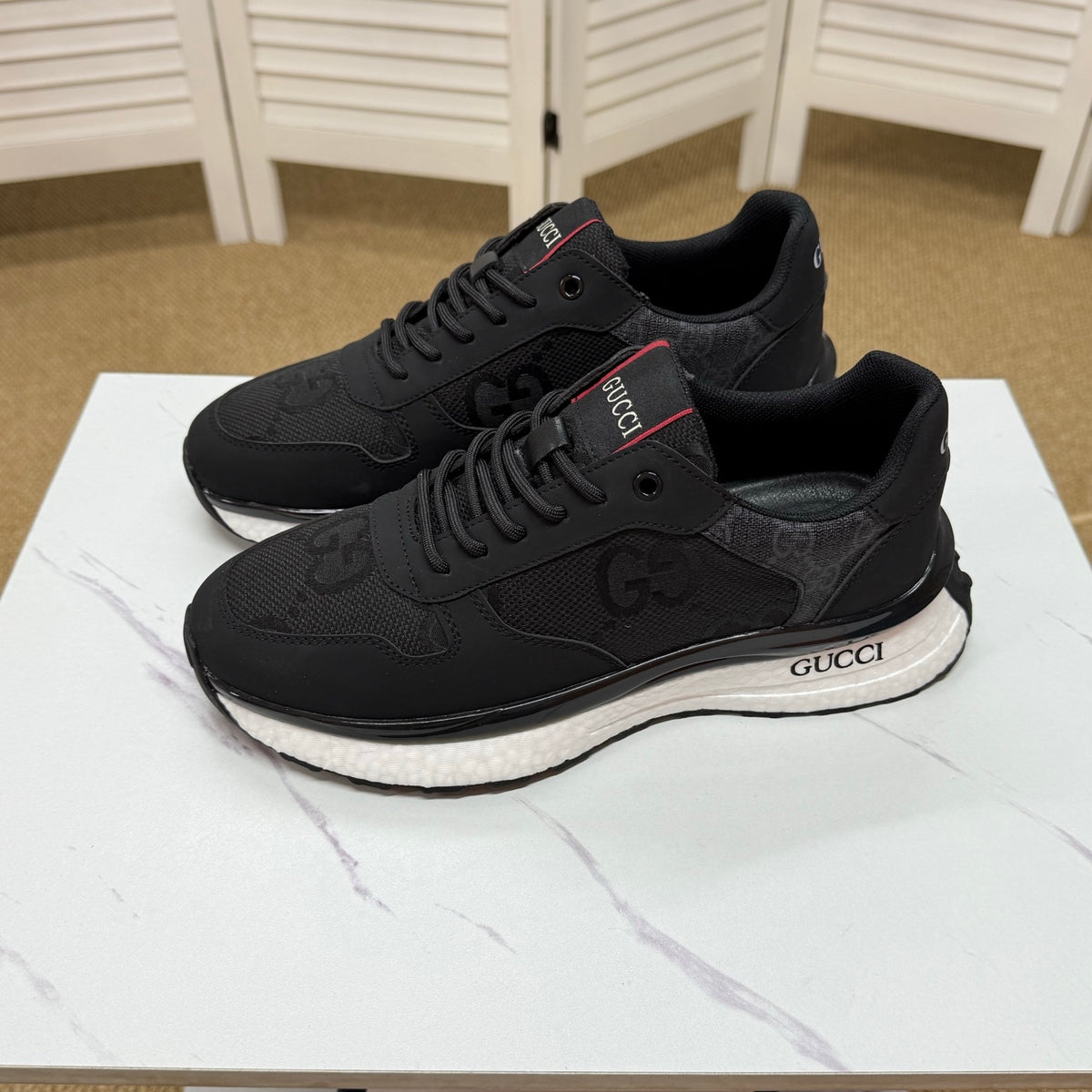 Gucci Men's Casual Sneakers | White, Blue & Black