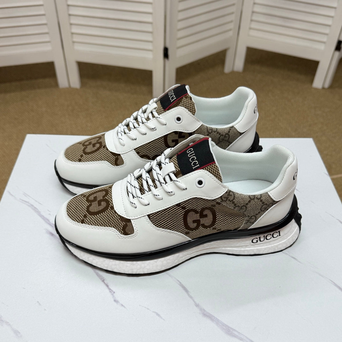 Gucci Men's Casual Sneakers | White, Blue & Black
