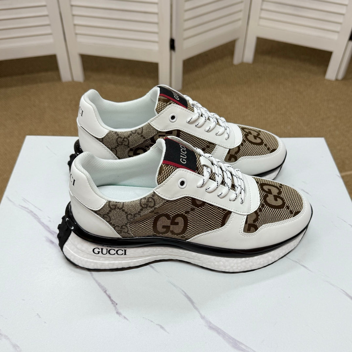 Gucci Men's Casual Sneakers | White, Blue & Black