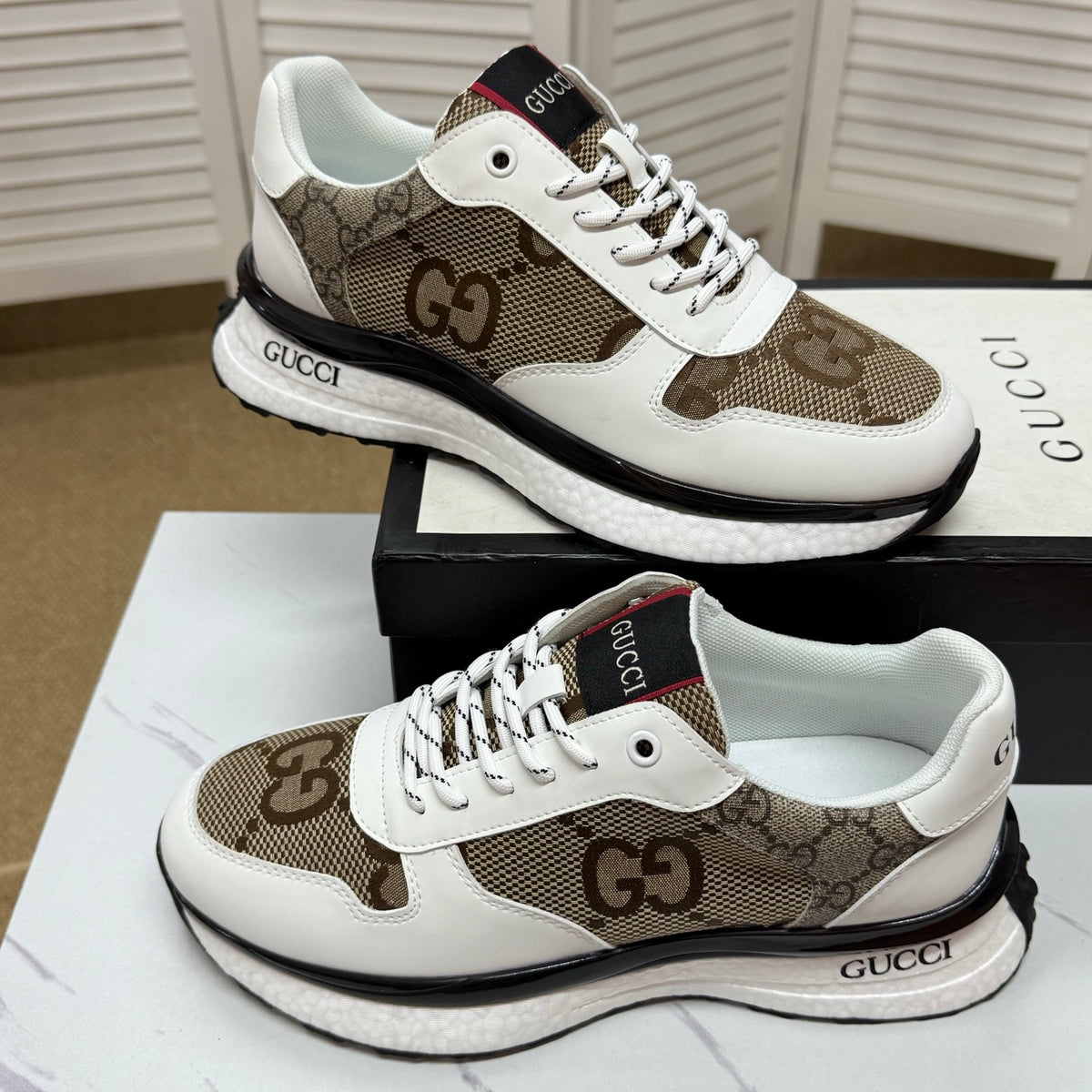 Gucci Men's Casual Sneakers | White, Blue & Black