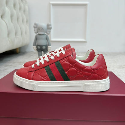 Gucci Men's Casual Sneakers | White, Red & Black
