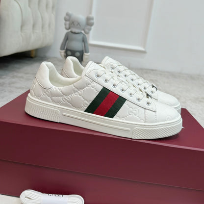 Gucci Men's Casual Sneakers | White, Red & Black