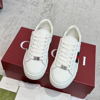 Gucci Men's Casual Sneakers | White, Red & Black