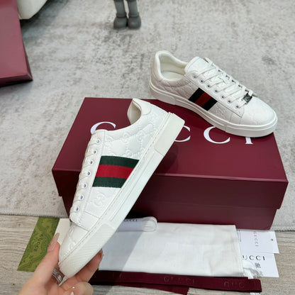Gucci Men's Casual Sneakers | White, Red & Black