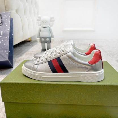 Gucci Men's Casual Sneakers | Silver, White & Black