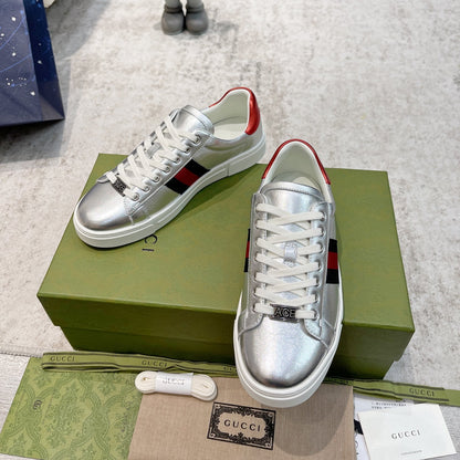 Gucci Men's Casual Sneakers | Silver, White & Black