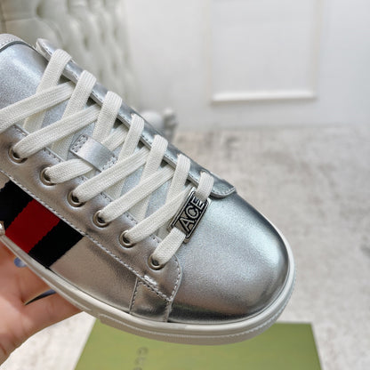 Gucci Men's Casual Sneakers | Silver, White & Black