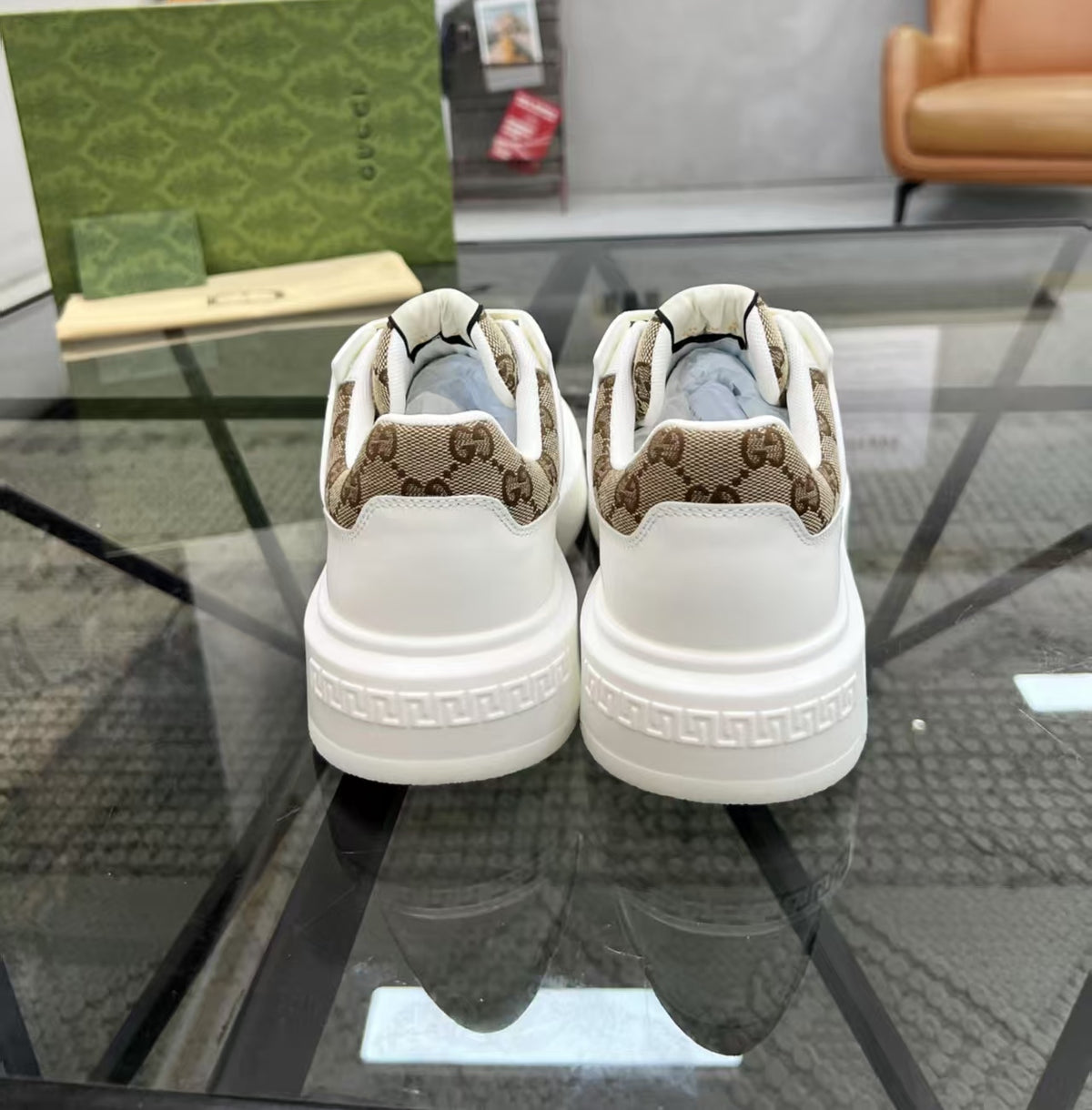 Gucci Men's Casual Sneakers | Brown, White, Black & Blue