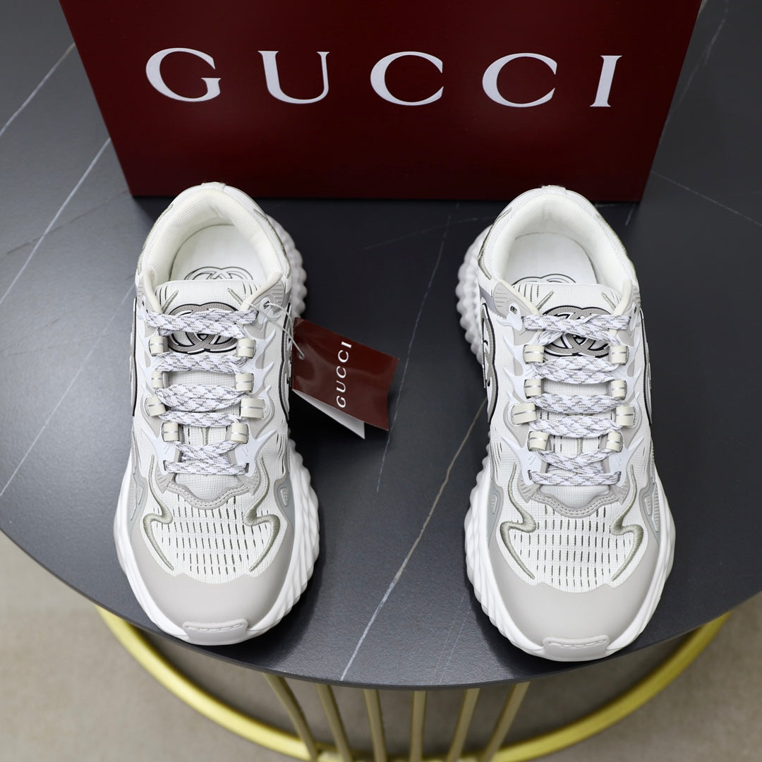 Gucci Men's Casual Sneakers | White, Green & Black