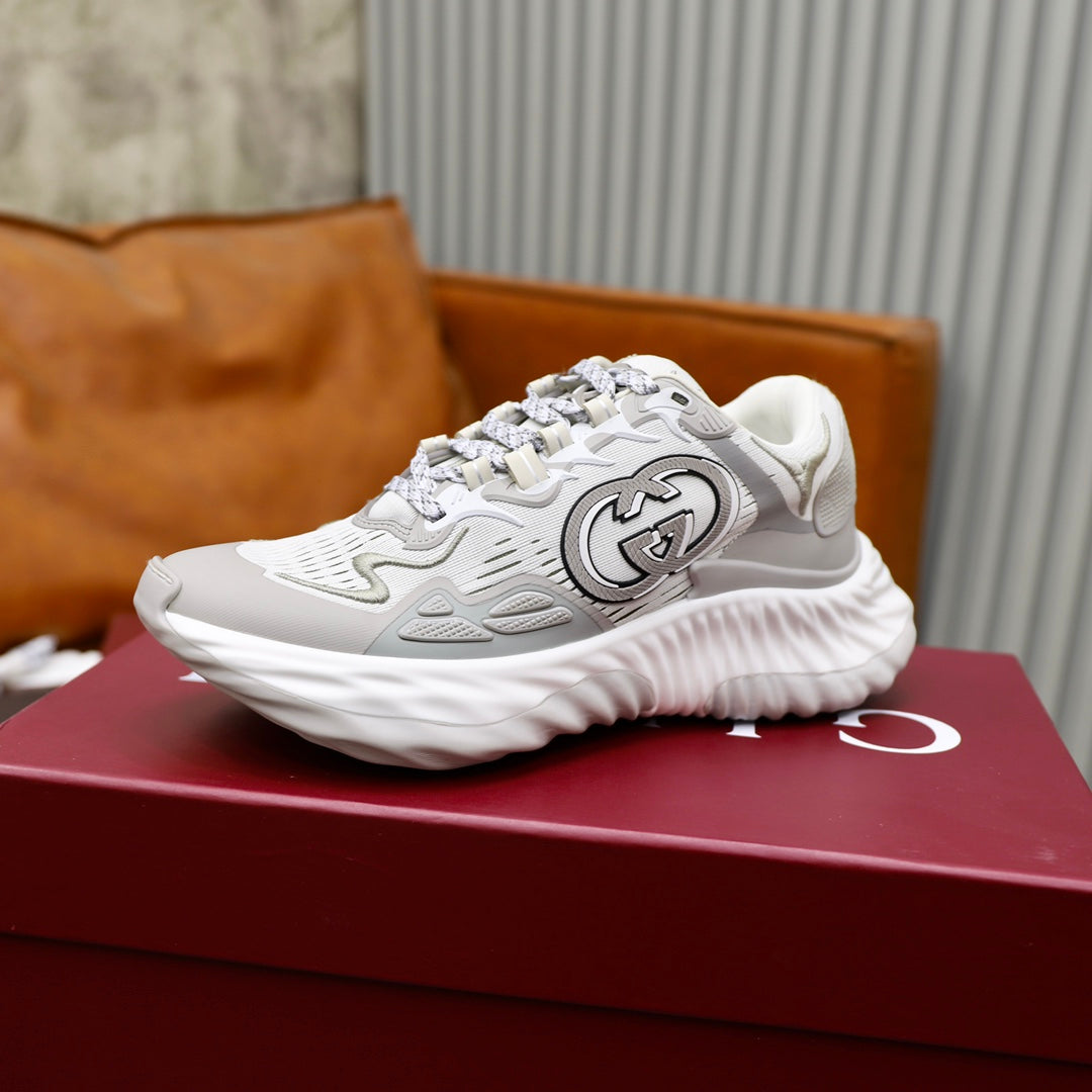 Gucci Men's Casual Sneakers | White, Green & Black