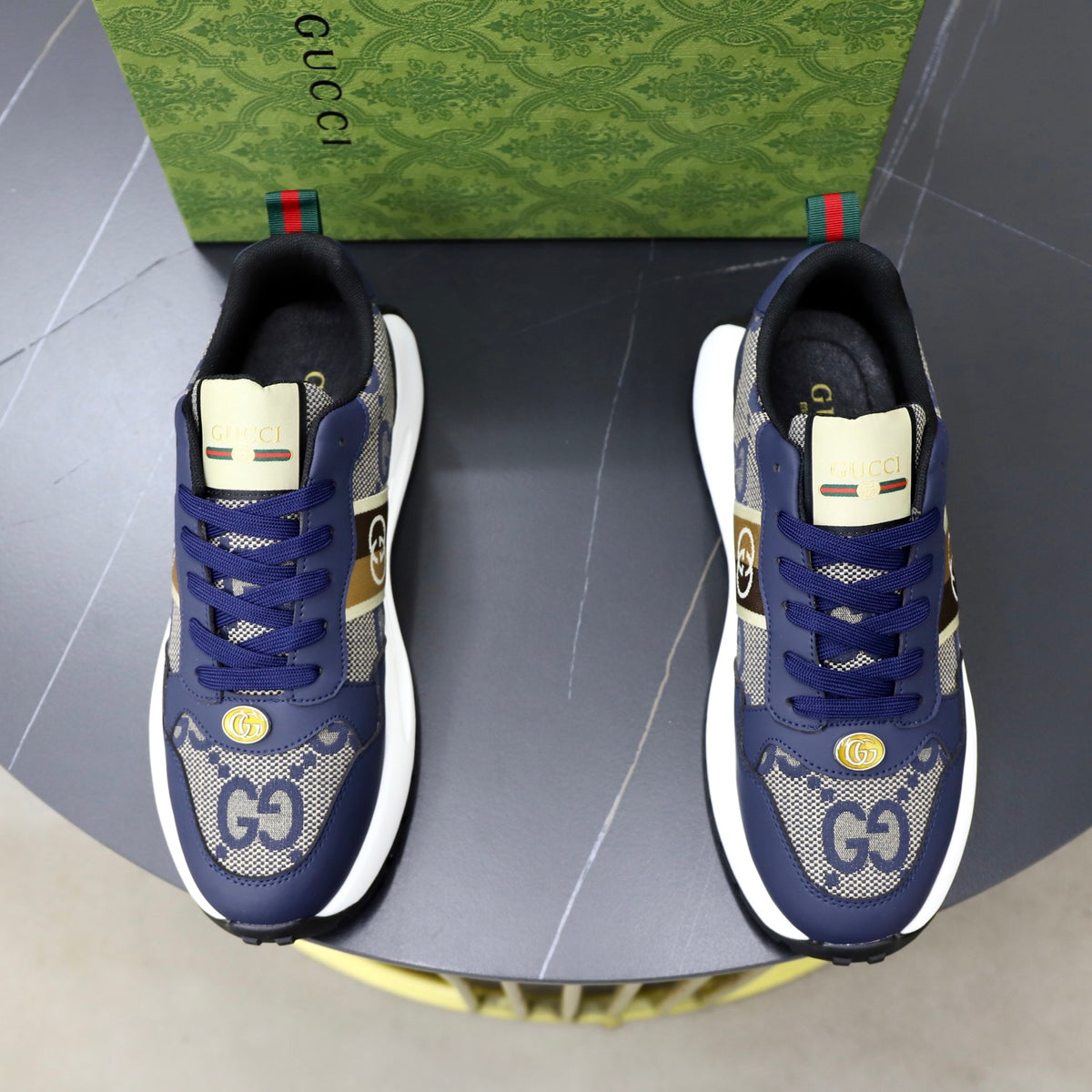 Gucci Men's Casual Sneakers | Navy, White & Gray