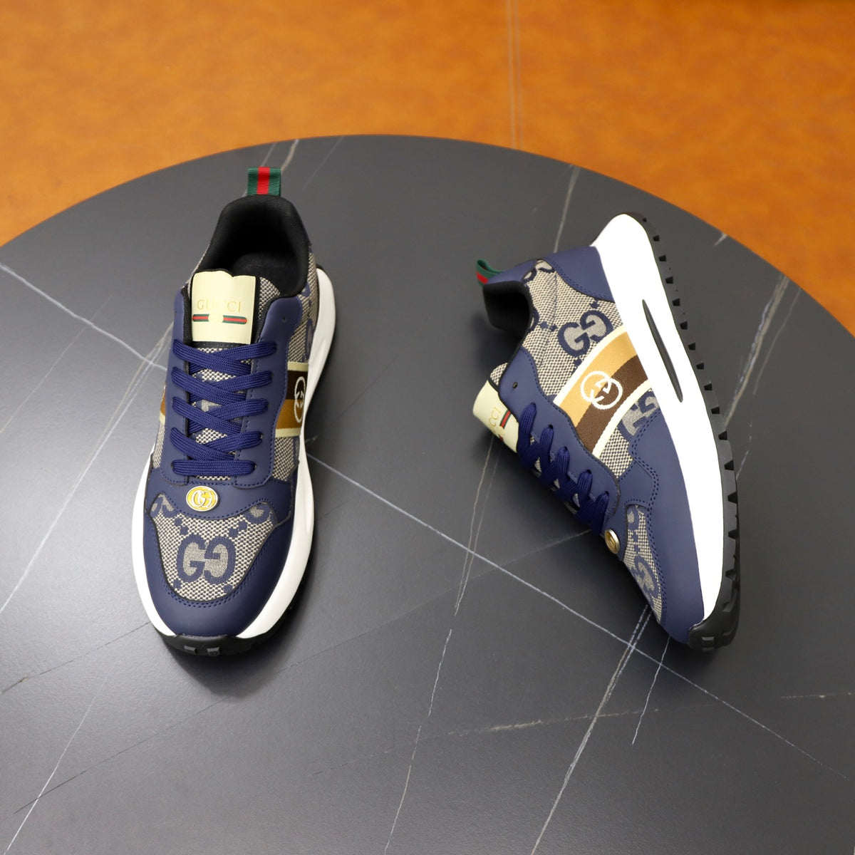 Gucci Men's Casual Sneakers | Navy, White & Gray