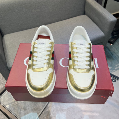 Gucci Unisex Casual Sneakers | Gold, Silver & Black