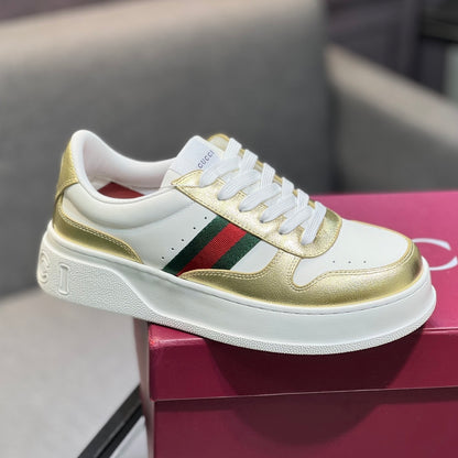 Gucci Unisex Casual Sneakers | Gold, Silver & Black