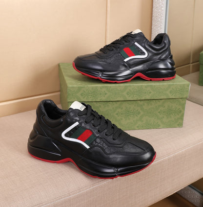 Gucci Men's Casual Athletic Sneakers | Black & White