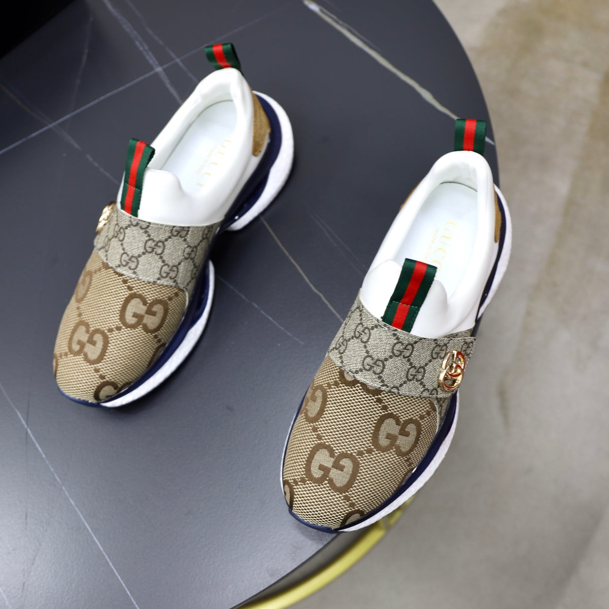 Gucci Men's Casual Athletic Sneakers | Brown, Navy & Black