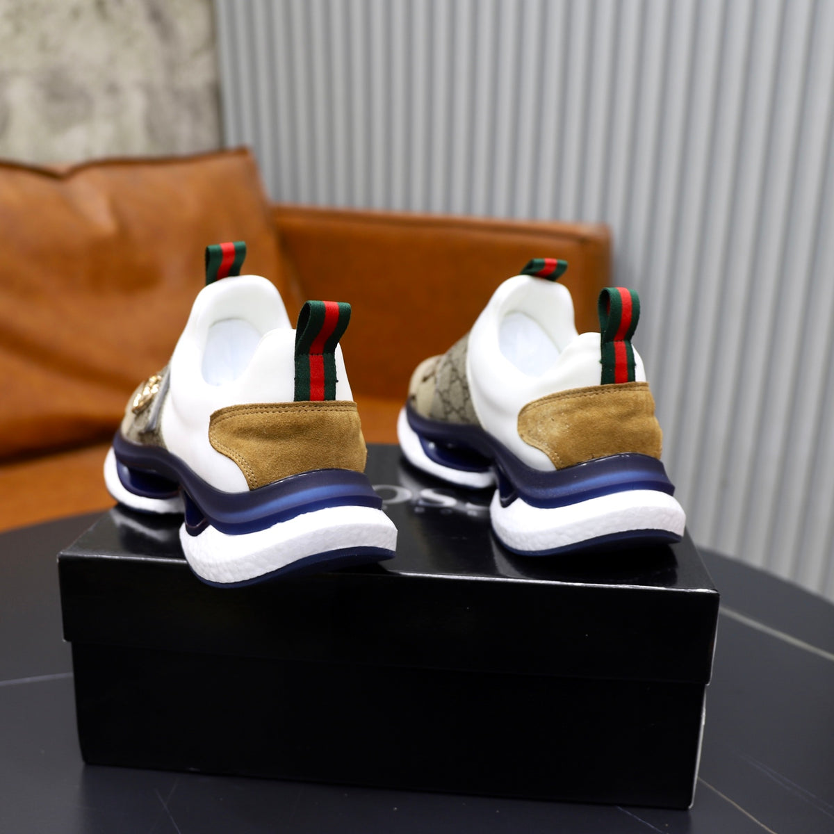 Gucci Men's Casual Athletic Sneakers | Brown, Navy & Black