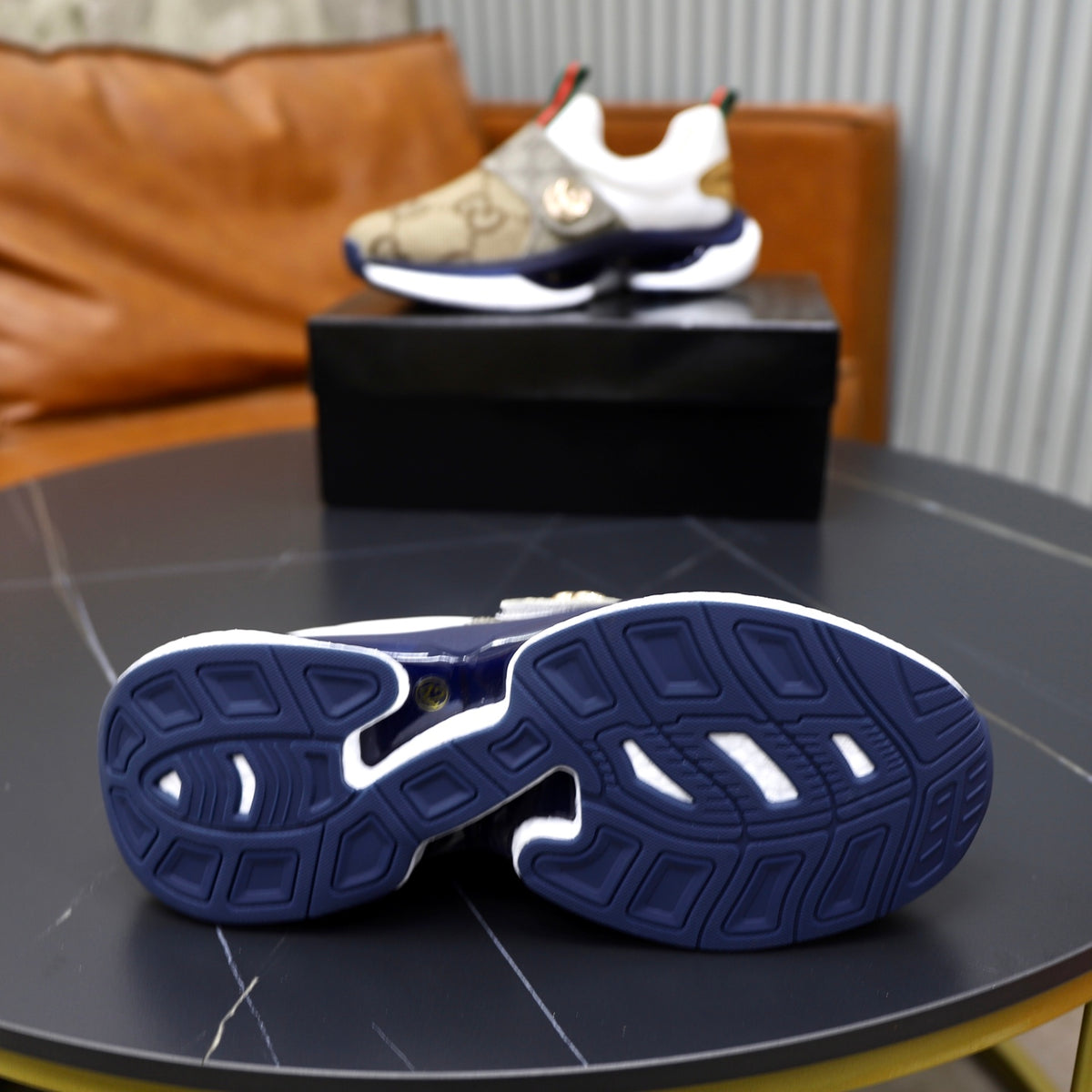 Gucci Men's Casual Athletic Sneakers | Brown, Navy & Black