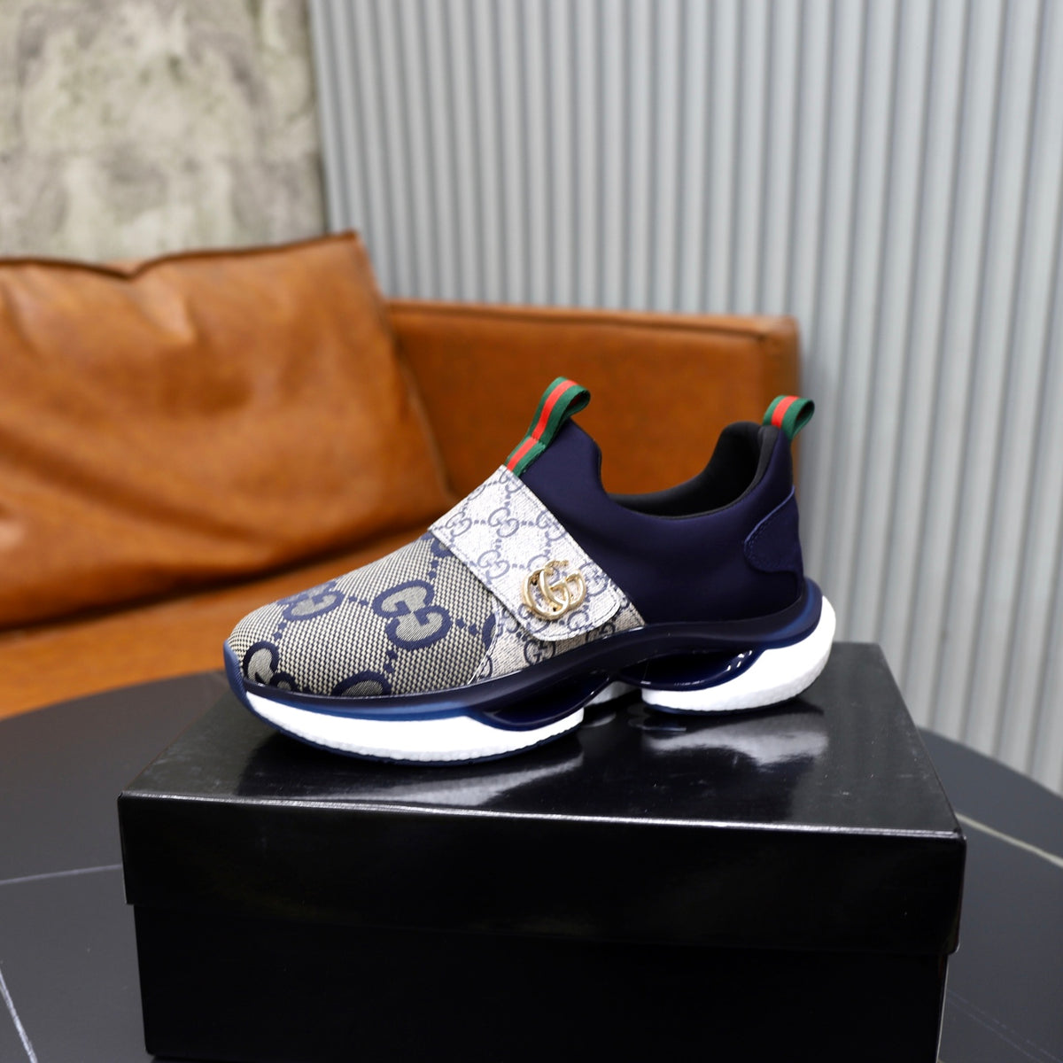 Gucci Men's Casual Athletic Sneakers | Brown, Navy & Black