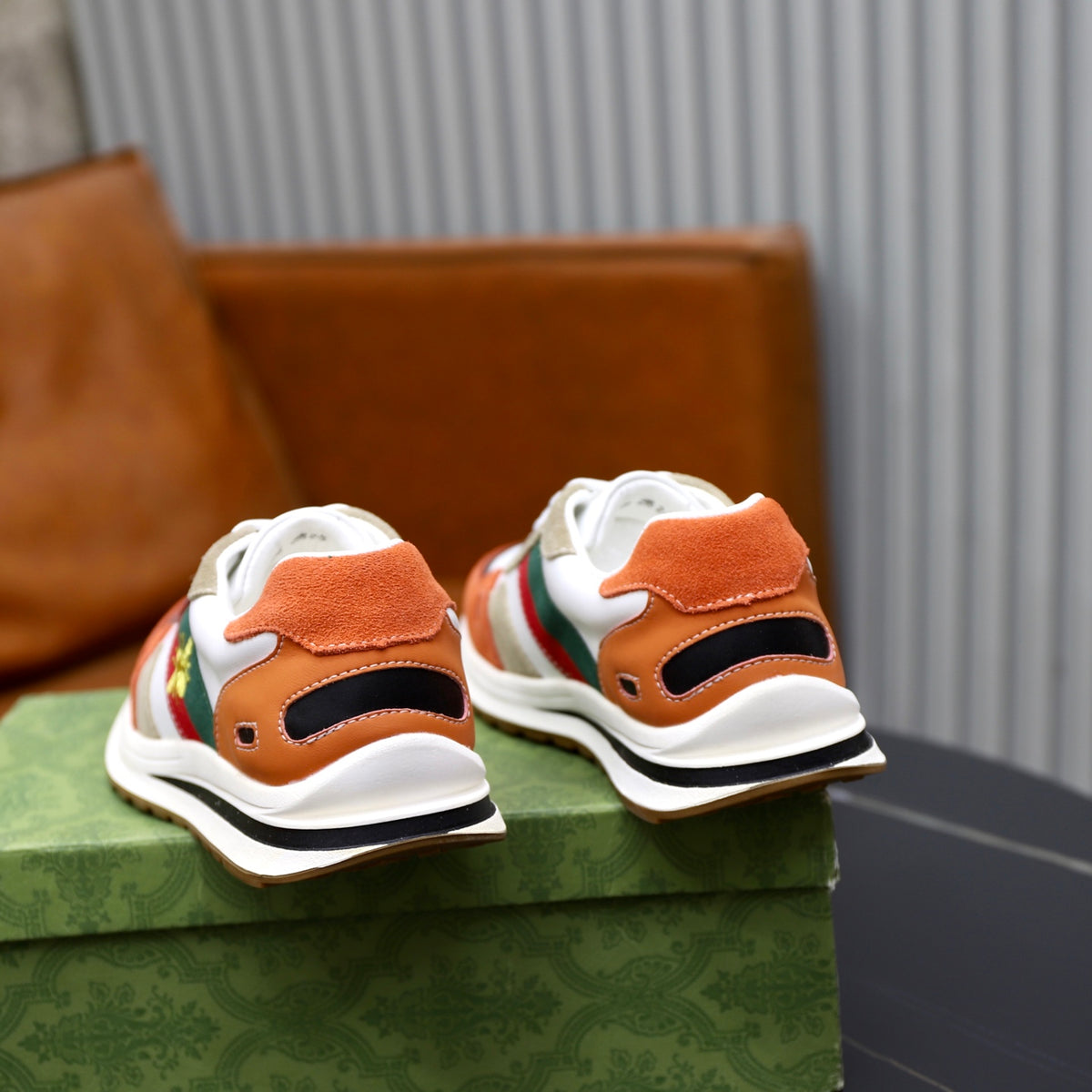 Gucci Men's Casual Athletic Sneakers | Orange & Brown