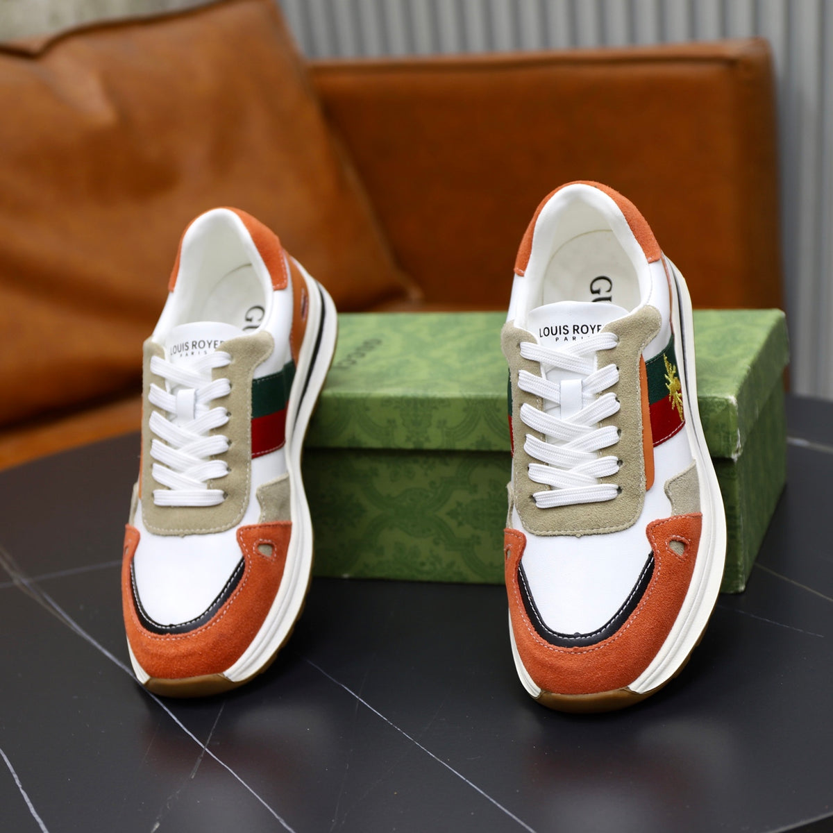 Gucci Men's Casual Athletic Sneakers | Orange & Brown