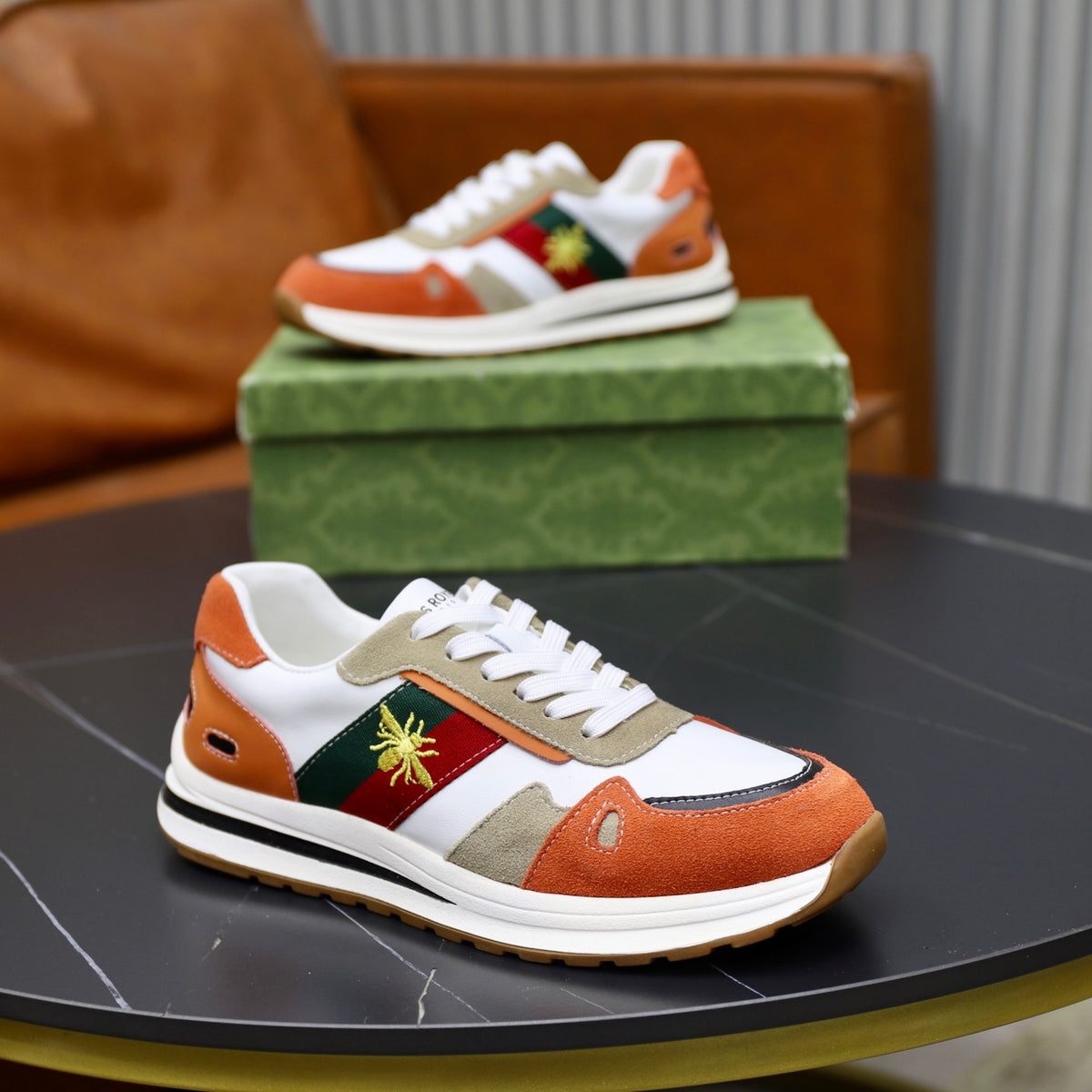Gucci Men's Casual Athletic Sneakers | Orange & Brown