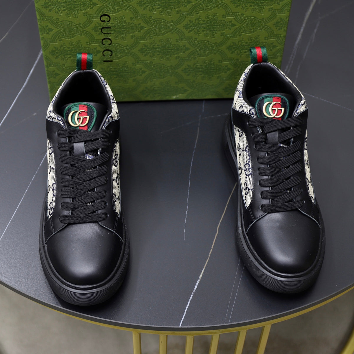 Gucci Men's Casual Athletic Sneakers | Navy & Brown