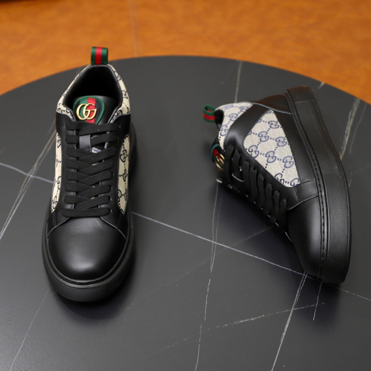 Gucci Men's Casual Athletic Sneakers | Navy & Brown