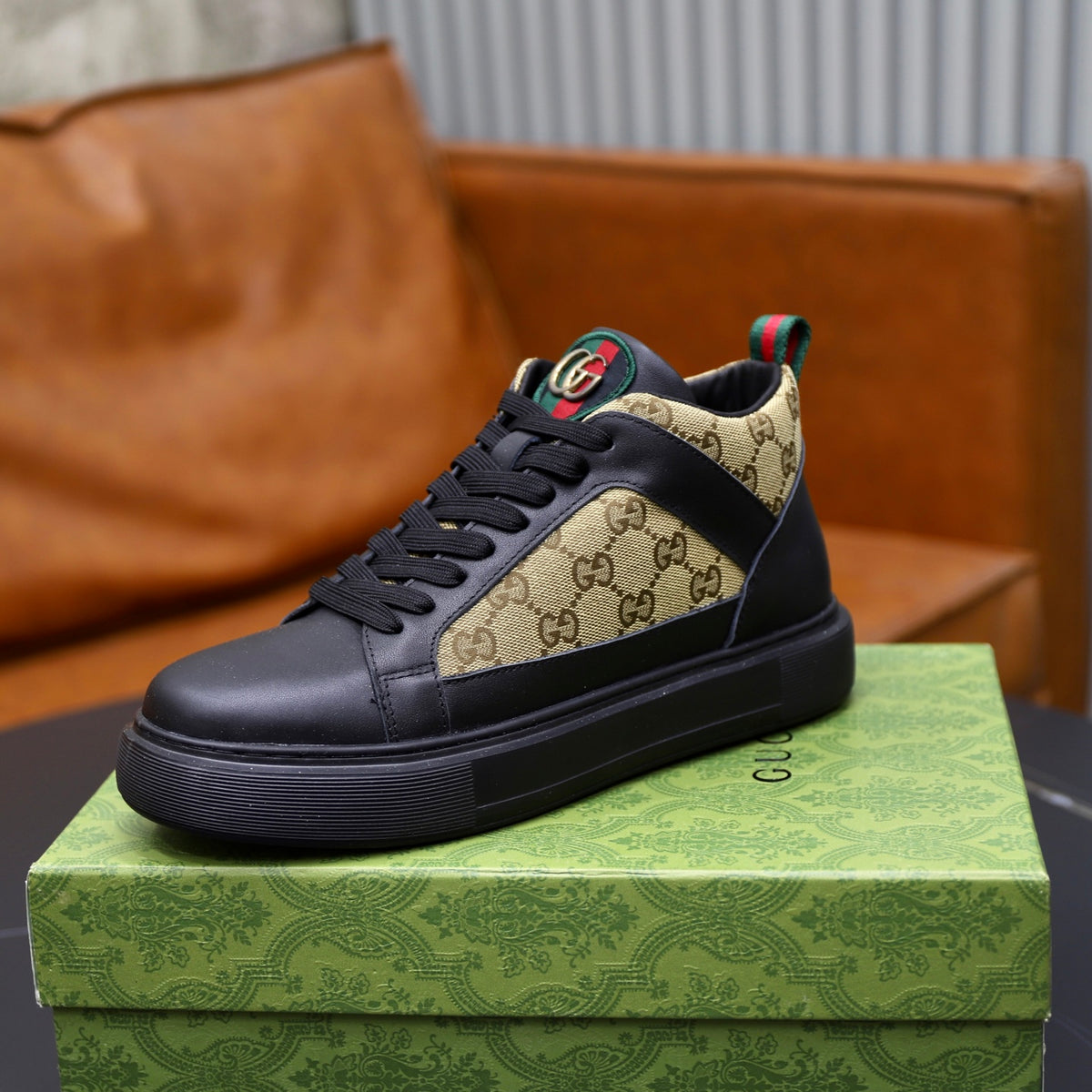 Gucci Men's Casual Athletic Sneakers | Navy & Brown