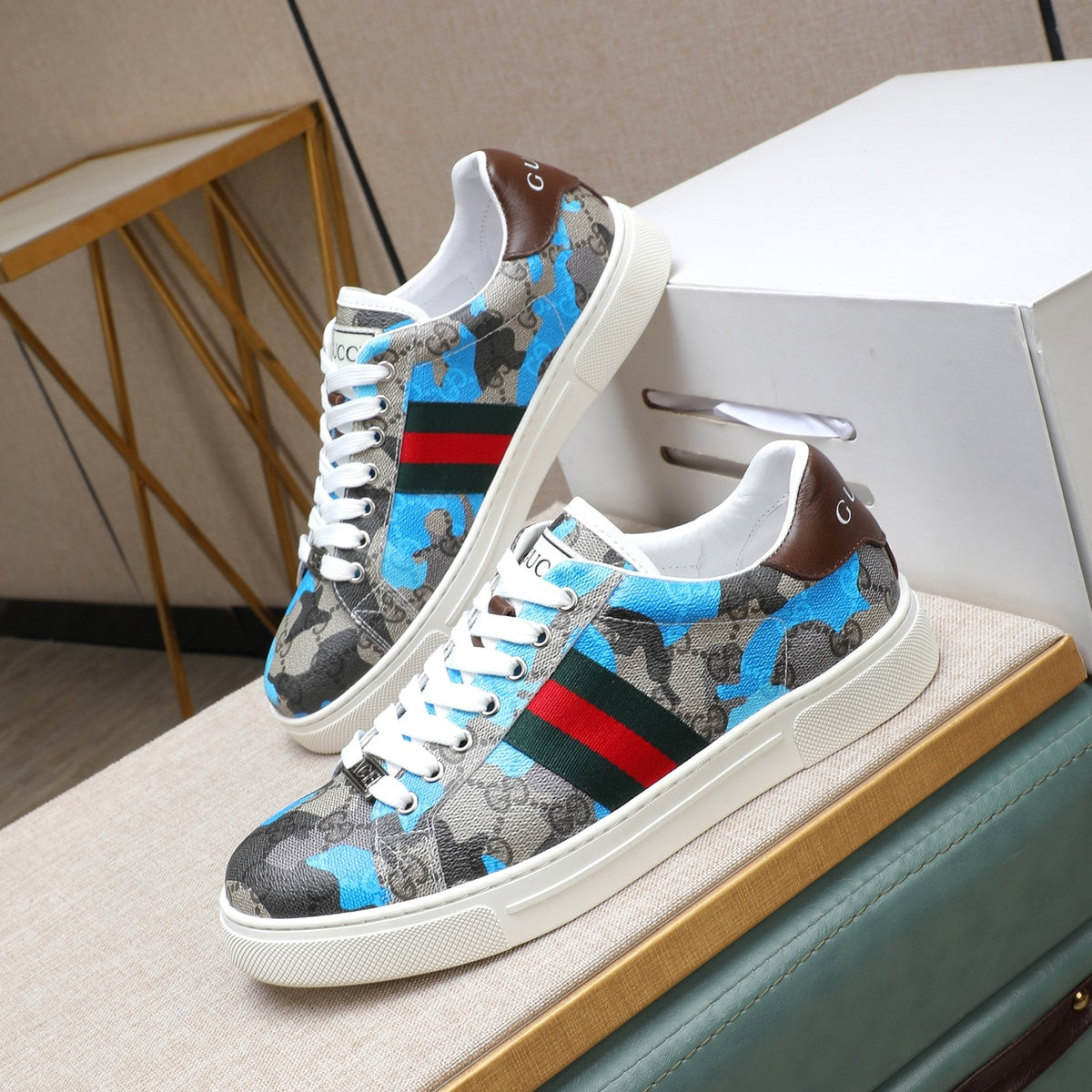 Gucci Men's Casual Everyday Sneakers | Blue & Yellow