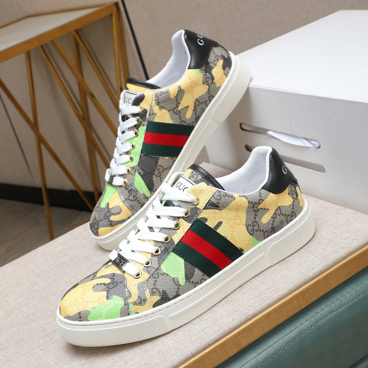 Gucci Men's Casual Everyday Sneakers | Blue & Yellow